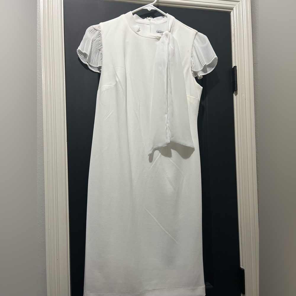 Shelby & Palmer White Dress with Tie Detail